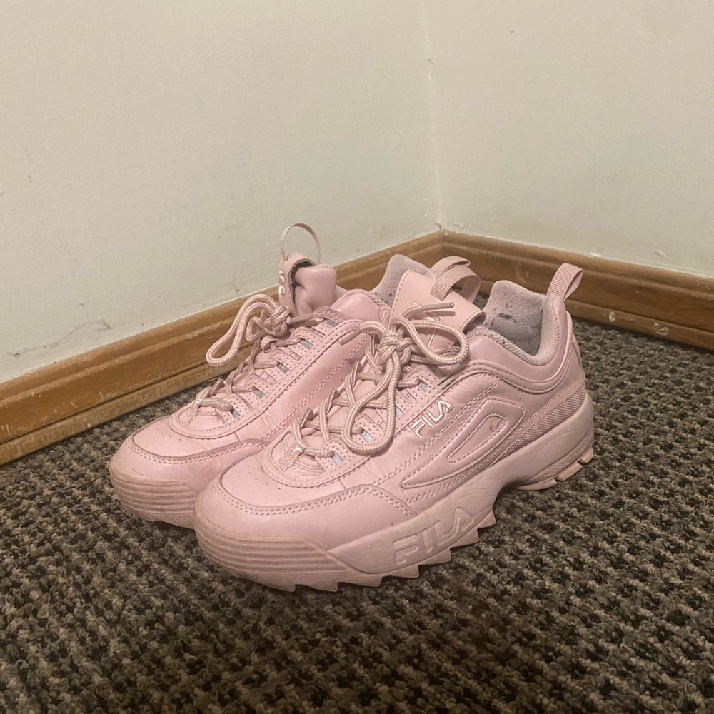 Pink Platform Fila Sneakers